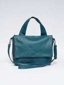 Leather women's bag Ava Petrol/Black