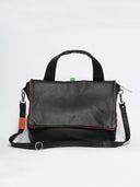 Leather women's bag Ava Black/Green
