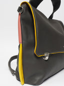 Leather women's bag Franka grey/pink