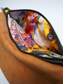 Leather women's bag Franka grey/pink