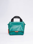 Mira leather women's bag, green/black