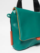 Mira leather women's bag, green/black