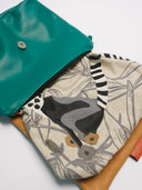 Mira leather women's bag, green/black