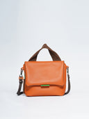 Mira leather women's bag, orange/green