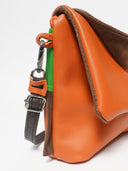 Mira leather women's bag, orange/green