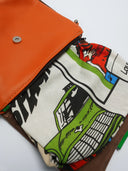 Mira leather women's bag, orange/green