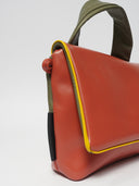 Mira leather women's bag, pink/orange/green