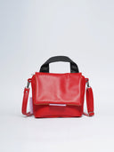 Mira leather women's bag, red/black