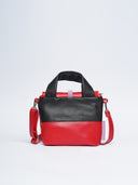 Mira leather women's bag, red/black