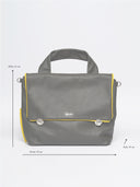 Leather women's bag Franka grey/pink