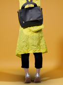 Leather women's bag Franka grey/pink