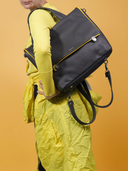 Leather women's bag Franka grey/pink