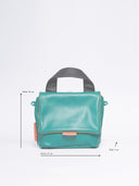 Mira leather women's bag, green/black