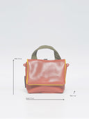 Mira leather women's bag, pink/orange/green