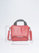 Mira leather women's bag, red/black