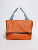 Franka leather women's bag, orange/green