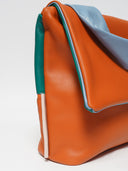 Franka leather women's bag, orange/green