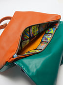 Franka leather women's bag, orange/green